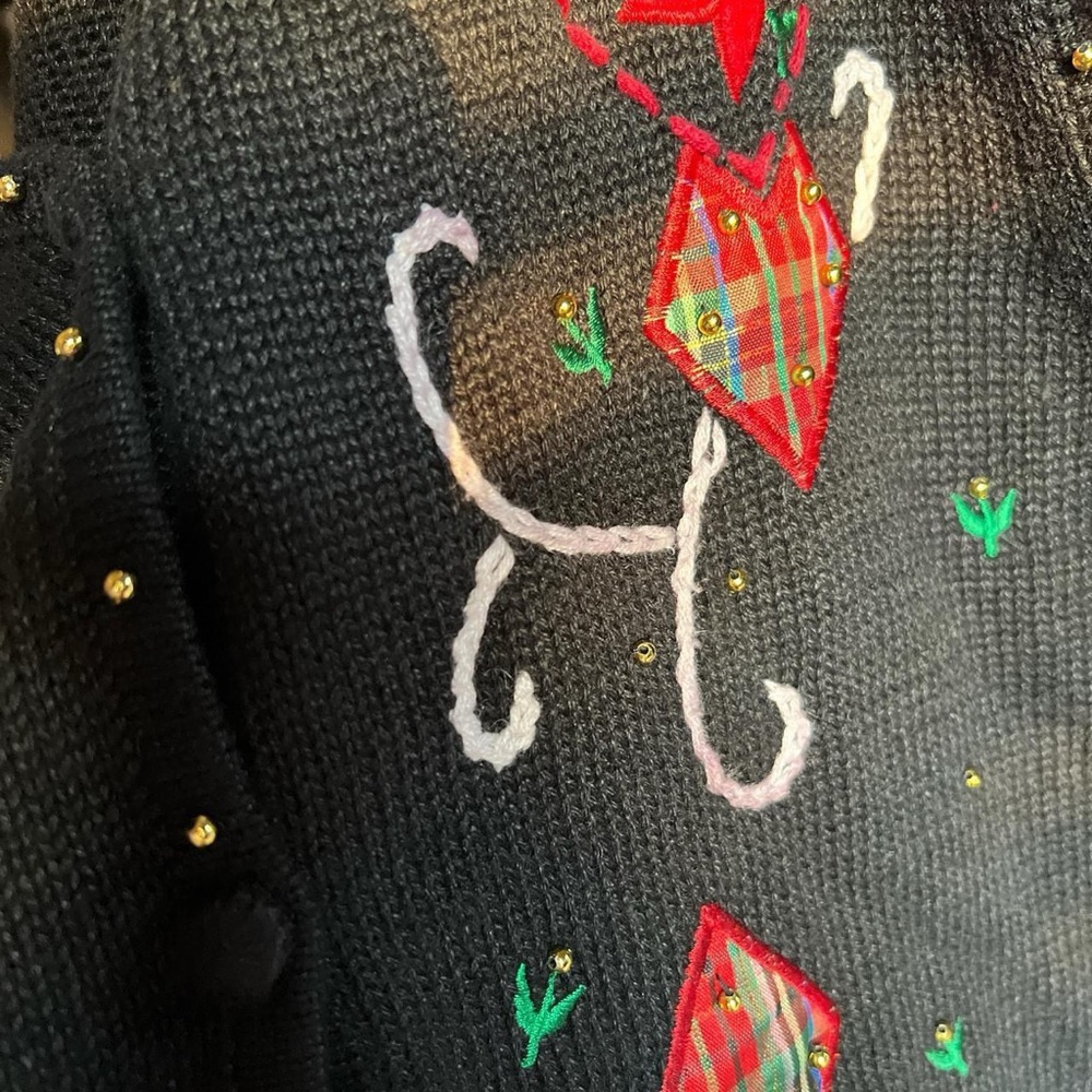 Vintage black Christmas Holiday knitted sweater vest size large - Picture 7 of 7